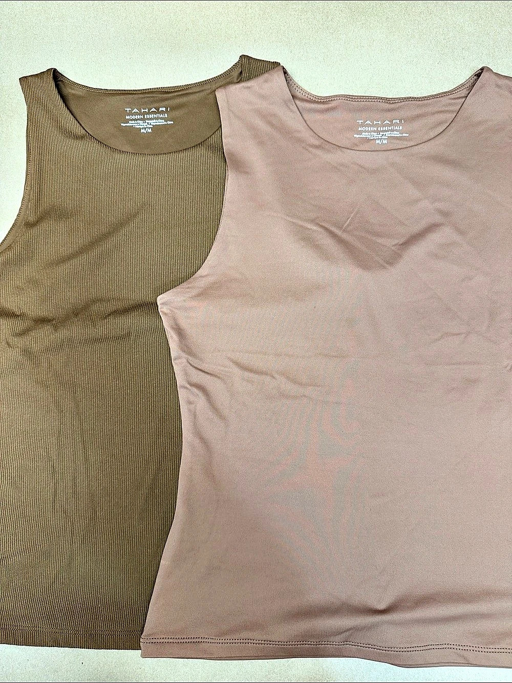 Tahari Modern Essentials Ribbed Tank Top Set in Brown Size Medium